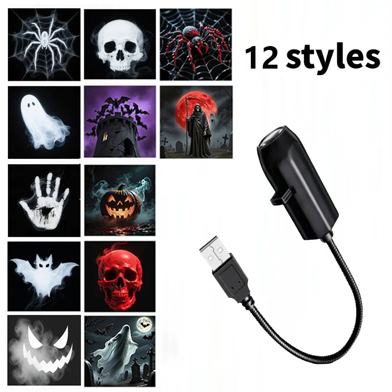 Projecteur Halloween – 12 Motifs Interchangeables 🎃